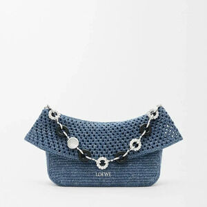 Loewe Ola Denim Donut Chain Shoulder Bag Blue